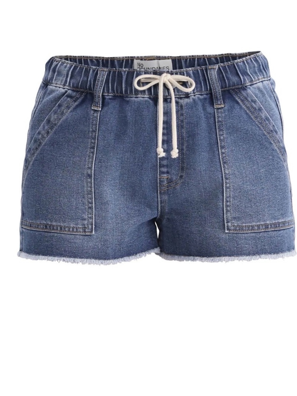 No Boundaries Denim Drawstring Utility Shorts Porkchop Pocketsz Women’s XL/16-18
